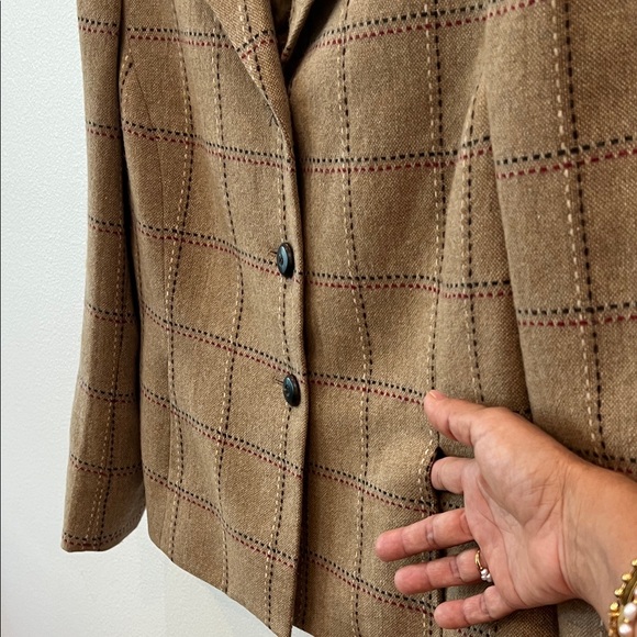 Kasper Women's 10P Fully Lined Wool Brown Checkered Blazer NWOT - Picture 4 of 7
